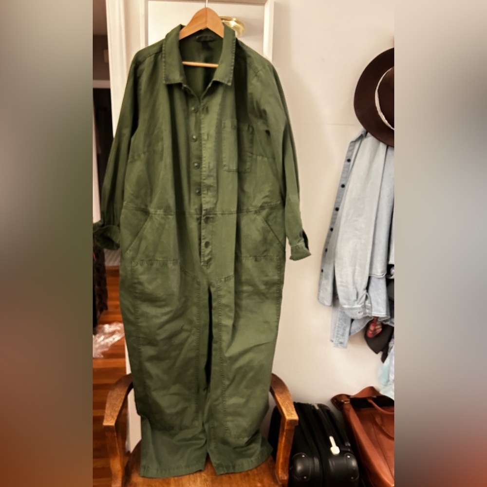 Army Green coverall jumpsuit.